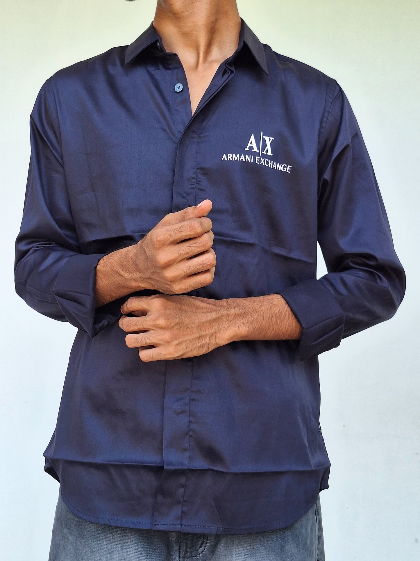 ARMANI EXCHANGE (Navy blue with chest white A/X logo)